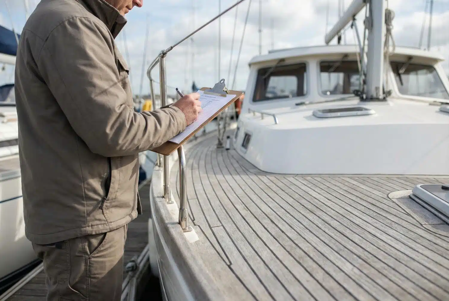 Onderhoudsplan uitvoeren op boot met kunststof teakdek
